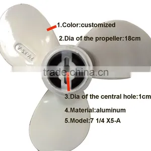 Aluminum Plastic Propeller 7 1/4 X5-A for 2.0-5hp Outboard Motor/boat Plastic Propeller/plastic Fan Propeller thumbnail-2