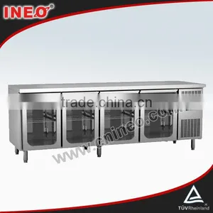 4 Glass Doors Stainless Steel Commercial Cooling Worktable(INEO Are Professional on Commercial Kitchen Project) thumbnail-1