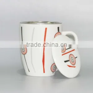 Ceramic Porcelain Coffee Mug With Filter and Lid thumbnail-2