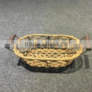 2016 Linyi Graceful Weaved Oval Hemp Rope Bread Basket for Wholesale thumbnail-1
