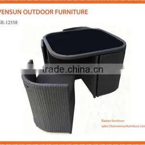 Hot Sales Synthetic Rattan Leisure Outdoor Furniture French Folding Table Set thumbnail-1