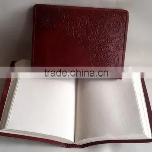 Handmade Genuine Plain Pippin Embossed Paisley Design Leather Notebook thumbnail-3