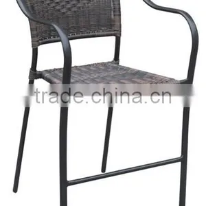 Outdoor High Back Rattan Chair and High Square Wicker Table thumbnail-2