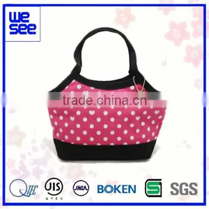 Japanese Style Cooler Lunch Bag(Pink With White Dot) thumbnail-1
