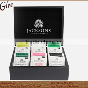 French Tea Box Storage 6 Six Compartment Wooden Tea Chest thumbnail-1