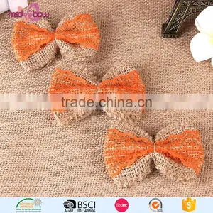 Latest Designs Burlap Jute Bow Girls Hair Accessories Clips thumbnail-5