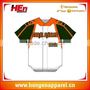 Hongen Apparel Sublimation Cheap Blank Baseball Jersey Wholesale thumbnail-1