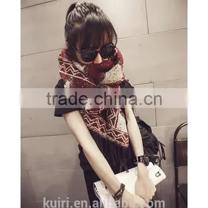 New Women Fashion Warm Plaid Scarf Female Fringed Woolen Shawl Cashmere 3 Colors thumbnail-5