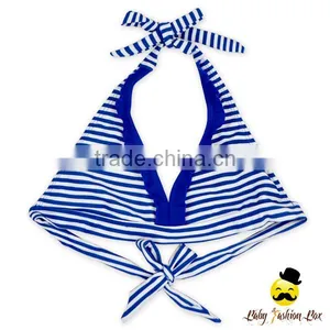 Summer New Model Design Fluorescence Color Striped Halter Separable Type Teen Girl Bikini Bra Swimwear thumbnail-3