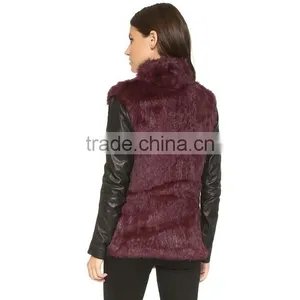 Myfur Factory Direct Wholesale Price Rabbit Fur Knitted Waist Coat Rabbit Fur Coats Girls thumbnail-2