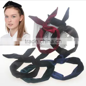 Fashion Women Velvet Headbands Rabbit Ears thumbnail-1