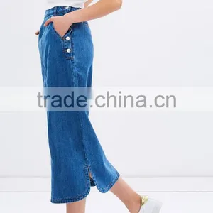 2016 Latest Long High Waist Design Pictures Denim Skirt thumbnail-2