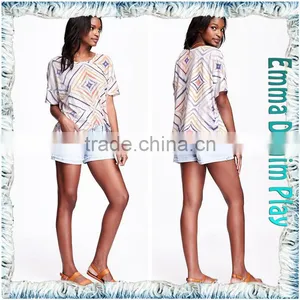 Custom Design Silk Screen Printing Stylish Design Girl's Sexy Boat Neck T Shirts thumbnail-3