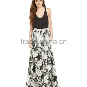 Floral Printed Wide Leg Maxi Pants for Middle Age Woman thumbnail-4