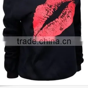 Walson Womens Anchor/Lip Pattern Oversized Off Shoulder Pullovers Tops T-shirt Blouse L thumbnail-1