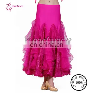 AB037B Feather Ballroom Dance Skirts Rose Pink thumbnail-1