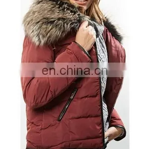 Newest Design Winter Soft Faux Fur Collar Padding Jacket for Lady thumbnail-4