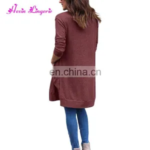 Knitting Sweaters Outerwear Pocket Long Women 2017 Latest Design Cardigan thumbnail-6