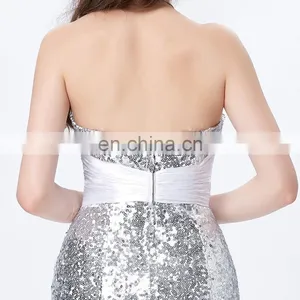 Grace Karin Strapless Sweetheart Neckline Long Mermaid Women's Special Occasion Sexy Silver Prom Dresses CL4409-4 thumbnail-5