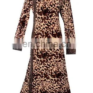 Women's Lycra (Stretchable) Animal Printed & Golden Stone Work Burqa / Casual Wear Fashionable Cheetah Print Bukha thumbnail-2