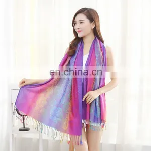 100% Cotton Jacquard Leopard Spots&Rose 7 Colour Series Rainbow Colorful Large Shawl thumbnail-2