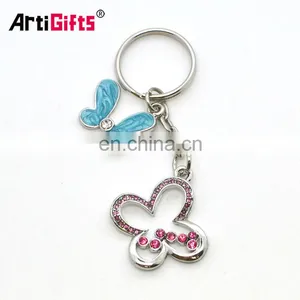 Newest Style Butterfly Metal Rhinestone Keychain thumbnail-2