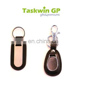 Business Promotion Use Fob Keyring, Cheap Black Genuine Leather Keychain thumbnail-1