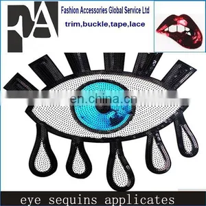 Sequins Patches Sewing Embroidery Patch EYE Motif Applique Sewing On Sequins thumbnail-1