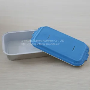 Aluminum Foil Airline Food Packing Container With Colorful Lids thumbnail-3