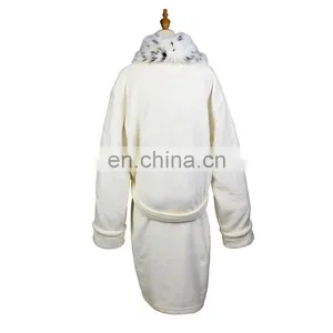 Wholesale Super Soft 100% Polyester Home Men Faux Fur Collar Luxury Bathrobe thumbnail-2