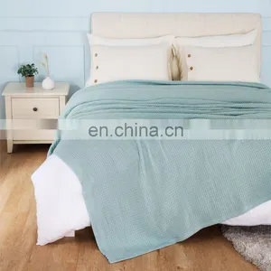 Soft Warmth Stretch Knit Cotton Waffle Blanket For Bed Sofa thumbnail-5