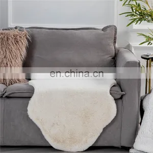 Long Fiber Plush 100% Polyester Standard White Faux Rabbit Fur Rug thumbnail-6