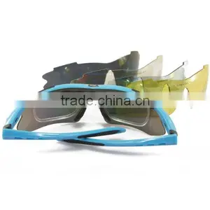 Blue Frame Outdoor Hunting Golf Fishing Hiking Sport Riding Skiing Uv400 Polarized Sunglasses Glasses 5 Lenses Case thumbnail-3