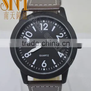 Vogue Matte Black Dial With Brown Strap Quartz Watch With For Man thumbnail-1