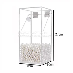 Covered Makeup Brush Holder With Dustproof Lid, Pearls Beads, Large Capacity Acrylic Clear Cosmetic Brush Storage Organizer for Vanity thumbnail-4