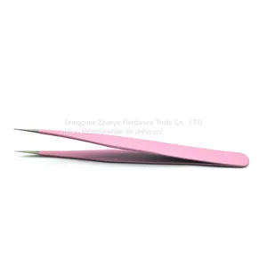 Tweezers Beauty Tool Planting/grafting Eyelashes Bird's Nest Hair Picking Stainless Steel Straight Head Tweezers Pink Pointed Cute Sticker thumbnail-2