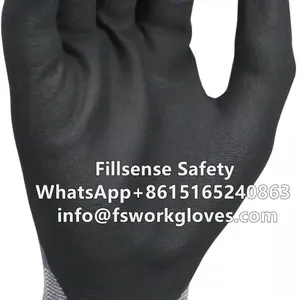 15Gauge Nylon Spandex Liner Microfine Nitrile Foam Coated Gloves Nitrile Work Gloves Nitrile Coated Gloves thumbnail-3