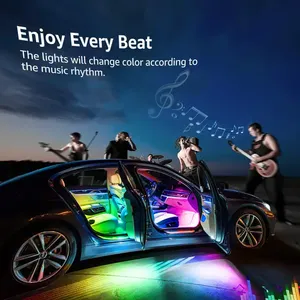 New Trends DC12v Addressable LED Strip Car Interior Bluetooth Light Strips IP65 14.4W/Kit Ambience Car Interior LED Light Kit thumbnail-5