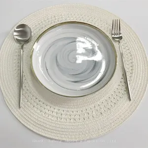 Wholesale 38 cm Popular White Colored Round Woven Table Place Mat For Wedding Table Decoration thumbnail-1