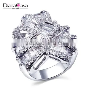 New African Design Wedding Luxury Style Baguette Zircon Crystal Women CZ Jewelry Ring thumbnail-2