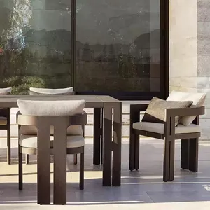 Modern Aluminum Outdoor Furniture Set, Weatherproof 4-Piece Sofa & Chair Set for Patio & Pergola thumbnail-3