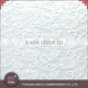 2015 New Design Hot Sale White Transparent Mesh Lace Embroidered Tulle Fabric for Wedding Dress thumbnail-1