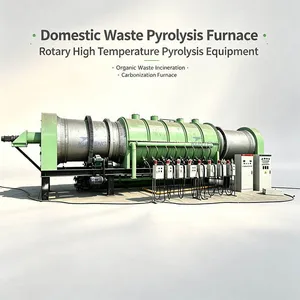 Domestic Waste Pyrolysis Furnace Rotary E-waste Pyrolysis Equipment Organic Waste High Temperature Carbonization Furnace EPC thumbnail-1