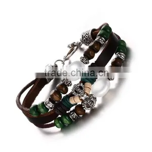 Manufacturer Supply High Quality Beads Leather Bracelet Fashion Charm Bracelets thumbnail-1