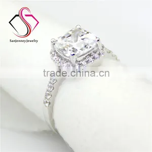 Cushion Cut Esmedora Moissanite 1.8CT 7mm Center 14k 18k White Yellow Gold Platinum Diamond Engagement Ring thumbnail-3