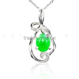 High Quality Special Design Jade Inlaid Sterling Silver Pendant thumbnail-5