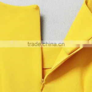 Hot Selling Fashion Causal Yellow Dress With Belt for Ladies thumbnail-5