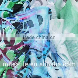 Indian Printed Silk Chiffon Fabric Textile thumbnail-5