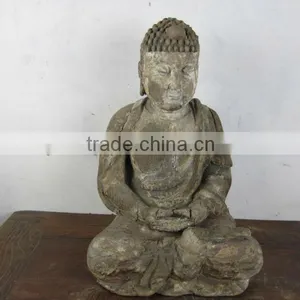 Wooden Buddha Antique Laughing Buddha Statue thumbnail-1