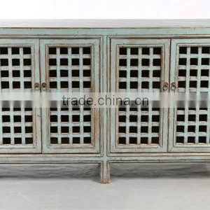 Chinese Antique Blue Kitchen Cabinet thumbnail-1